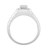 MEN'S RING 2 1/2CT ROUND/EMERALD DIAMOND 14K WHITE GOLD