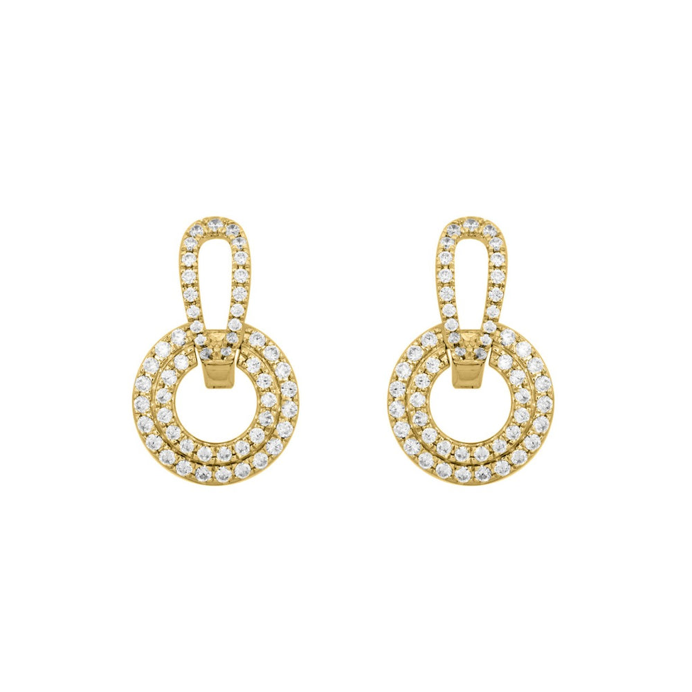 14K YELLOW GOLD 1CT ROUND DIAMOND MEN'S EARRINGS 