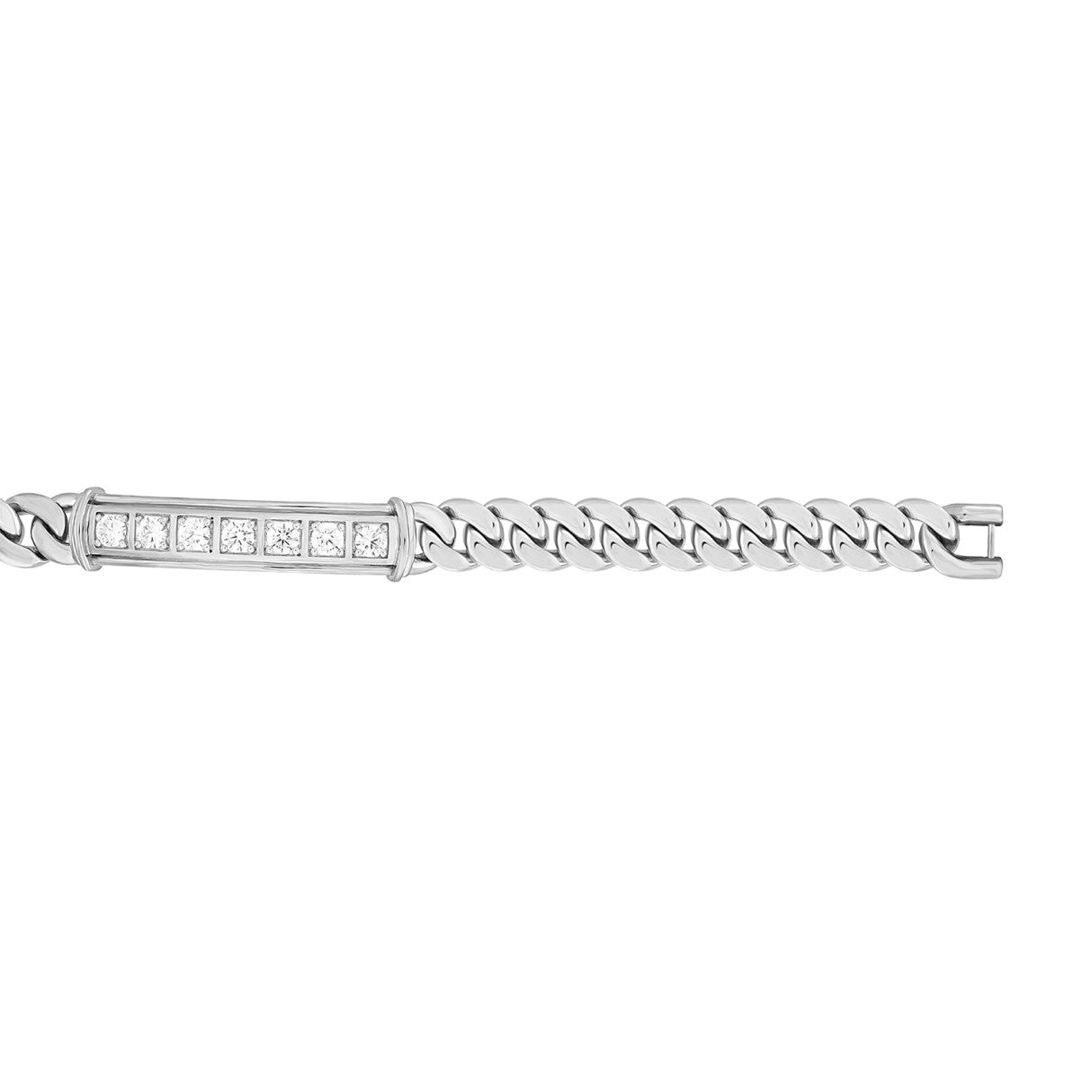 MEN'S BRACELET 2 1/2CT ROUND DIAMOND 14K WHITE GOLD