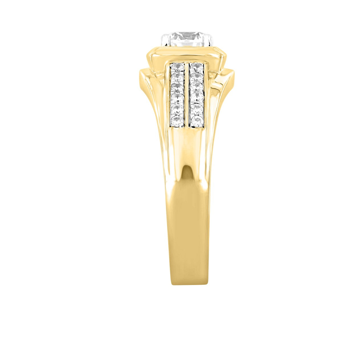 MEN'S RING 1CT ROUND DIAMOND 14K YELLOW GOLD
