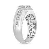 MEN'S RING 2 1/2CT ROUND/EMERALD DIAMOND 14K WHITE GOLD (CENTER STONE EMERALD DIAMOND 2CT )