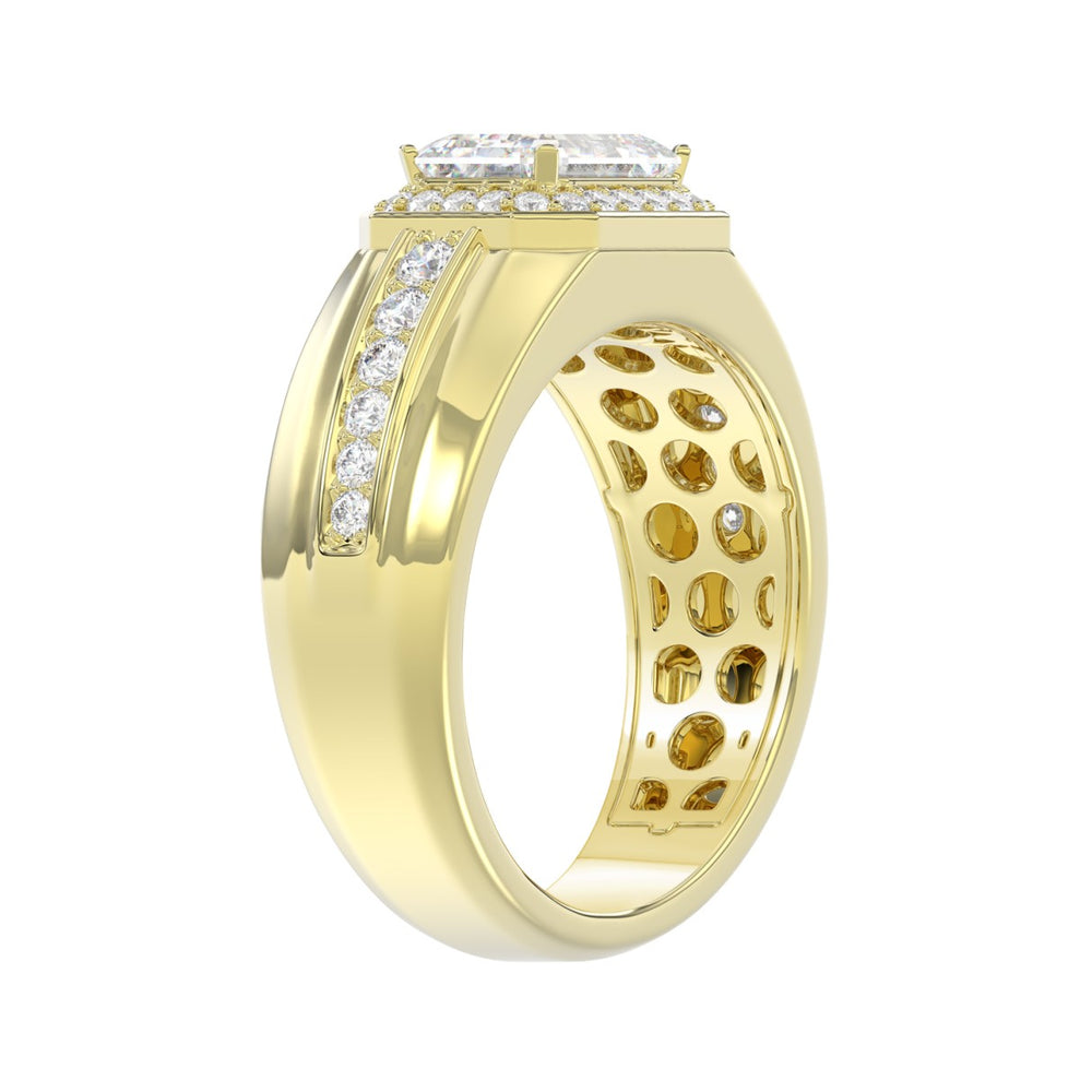 MEN'S RING 2 1/2CT ROUND/EMERALD DIAMOND 14K YELLOW GOLD (CENTER STONE EMERALD DIAMOND 2CT )
