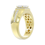 MEN'S RING 2 1/2CT ROUND/EMERALD DIAMOND 14K YELLOW GOLD (CENTER STONE EMERALD DIAMOND 2CT )