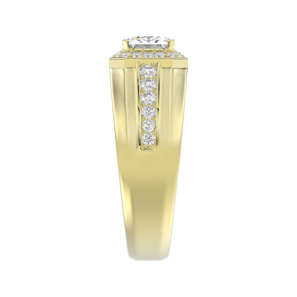 MEN'S RING 2 1/2CT ROUND/EMERALD DIAMOND 14K YELLOW GOLD (CENTER STONE EMERALD DIAMOND 2CT )
