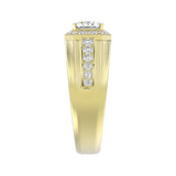 MEN'S RING 2 1/2CT ROUND/EMERALD DIAMOND 14K YELLOW GOLD (CENTER STONE EMERALD DIAMOND 2CT )