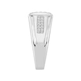 MEN'S RING 1CT ROUND DIAMOND 14K WHITE GOLD