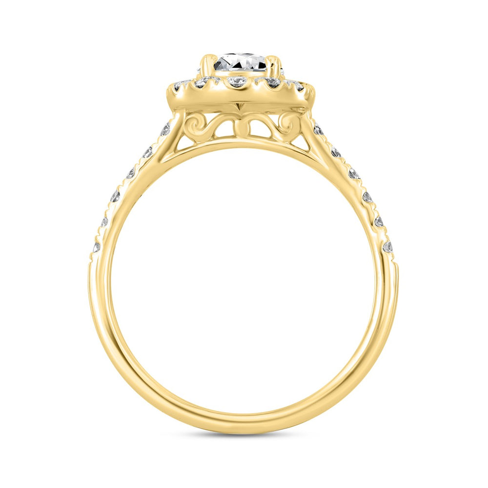 14K YELLOW GOLD 1 1/2CT ROUND/OVAL DIAMOND LADIES RING (CENTER STONE OVAL DIAMOND 1CT)