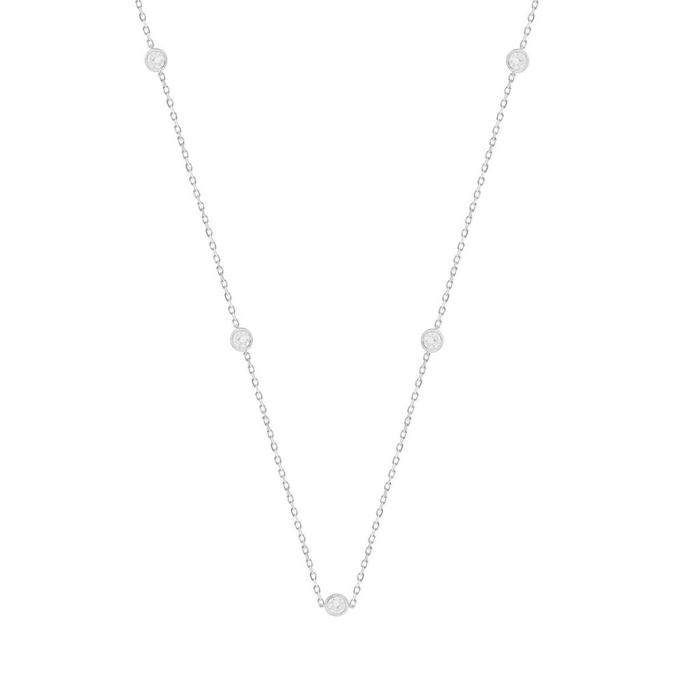 LADIES NECKLACE 1CT ROUND DIAMOND 14K WHITE GOLD