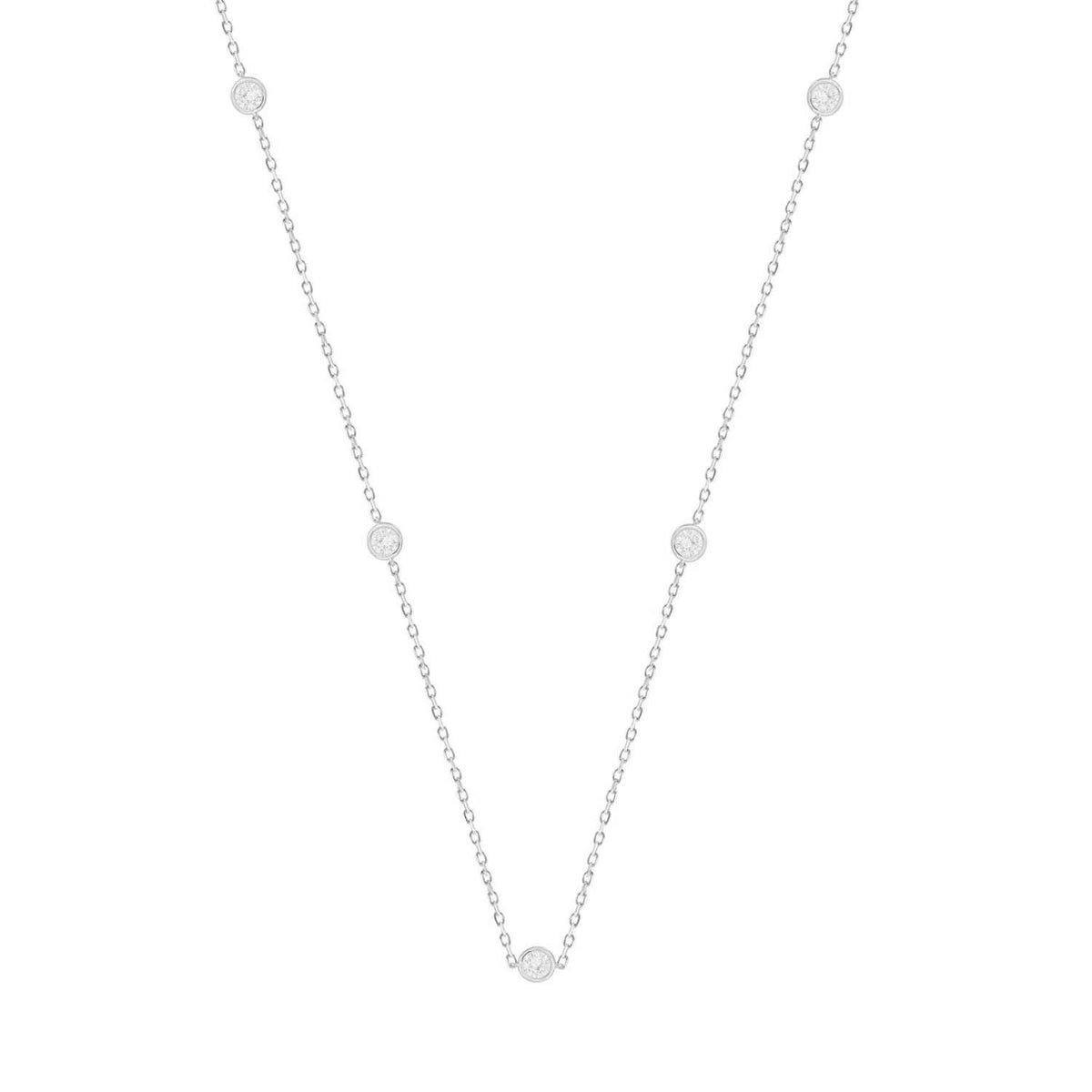 LADIES NECKLACE 1CT ROUND DIAMOND 14K WHITE GOLD