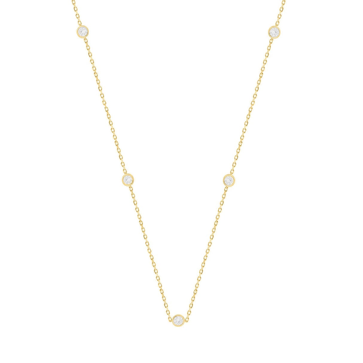 LADIES NECKLACE 1CT ROUND DIAMOND 14K YELLOW GOLD