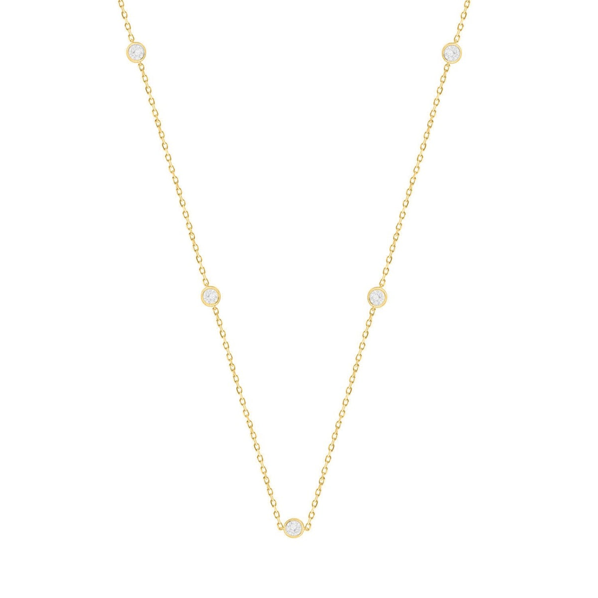LADIES NECKLACE 1CT ROUND DIAMOND 14K YELLOW GOLD