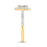 LADIES RING 1 1/2CT ROUND/EMERALD DIAMOND 14K YELLOW GOLD (CENTER STONE EMERALD DIAMOND 1CT)