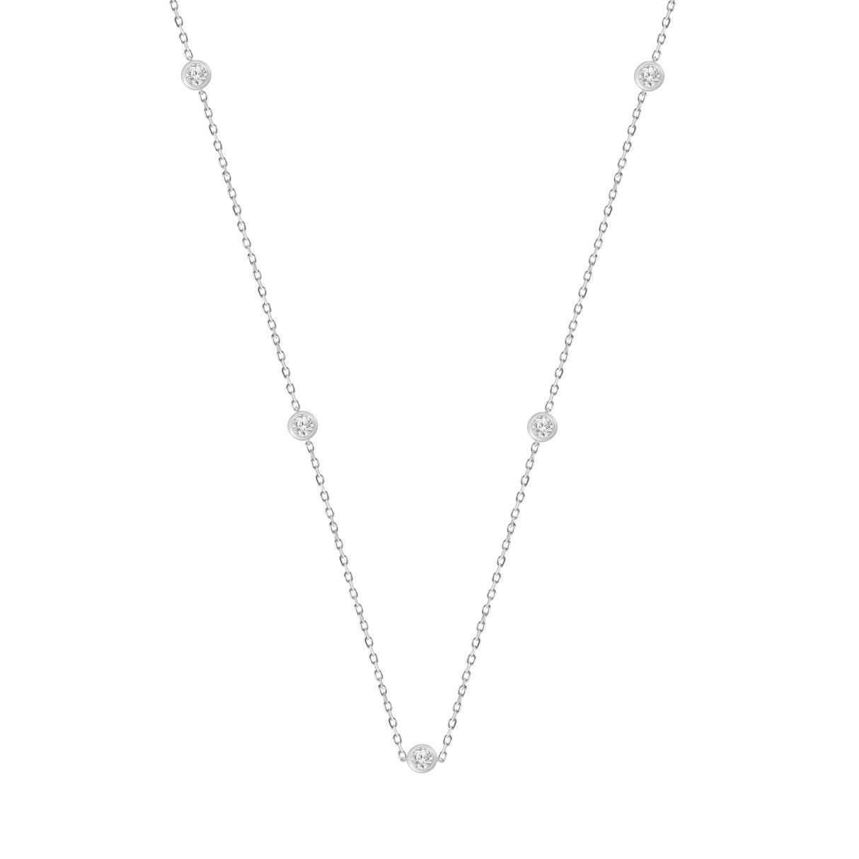 LADIES NECKLACE 3/4CT ROUND DIAMOND 14K WHITE GOLD