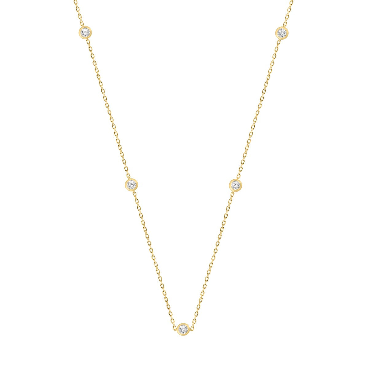 LADIES NECKLACE 3/4CT ROUND DIAMOND 14K YELLOW GOLD