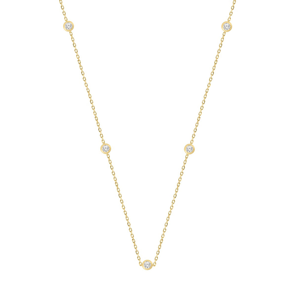 LADIES NECKLACE 3/4CT ROUND DIAMOND 14K YELLOW GOLD
