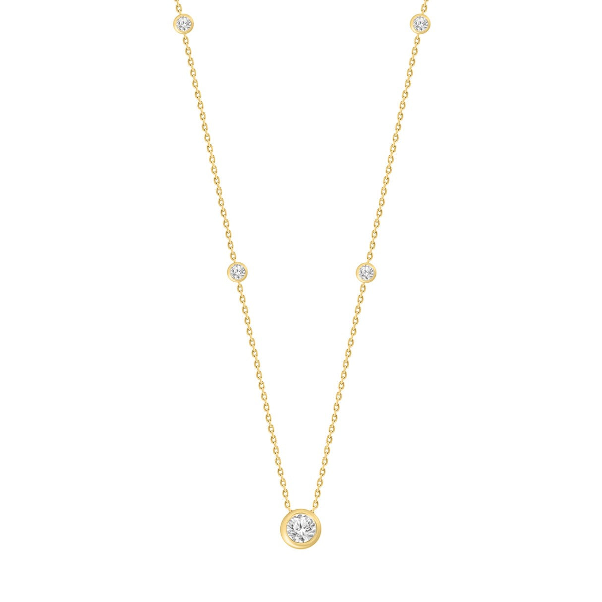 LADIES NECKLACE 1 5/8CT ROUND DIAMOND 14K YELLOW GOLD