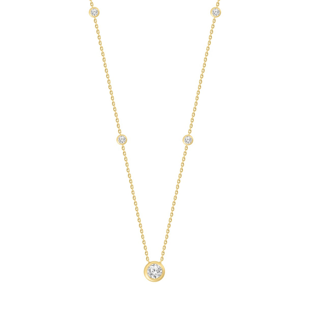 LADIES NECKLACE 1 5/8CT ROUND DIAMOND 14K YELLOW GOLD