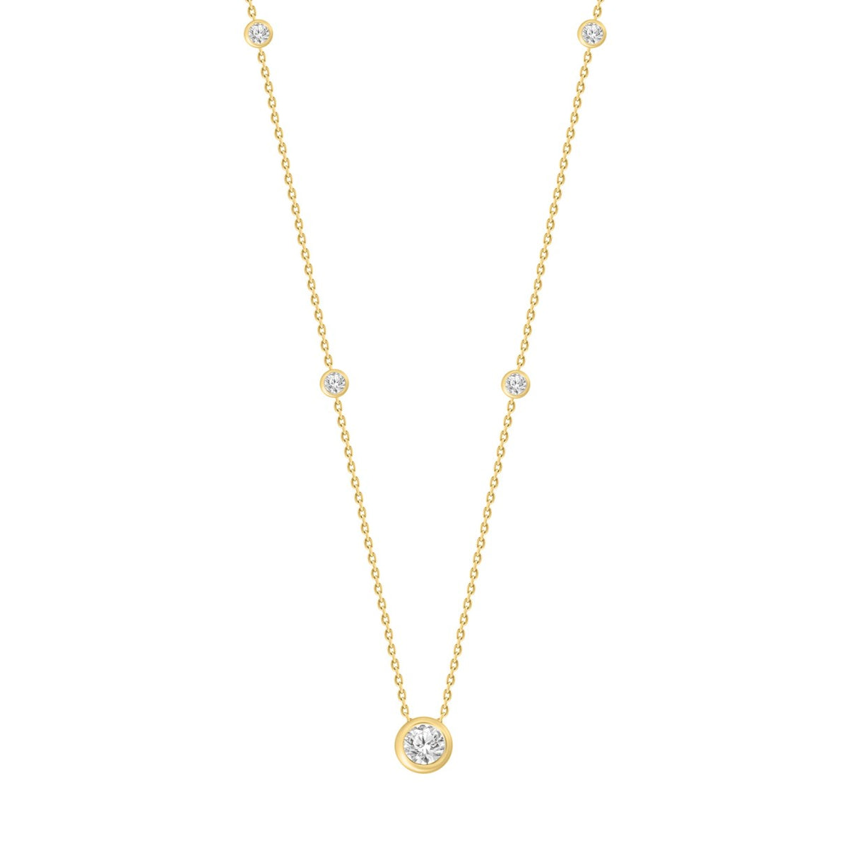 LADIES NECKLACE 1 5/8CT ROUND DIAMOND 14K YELLOW GOLD