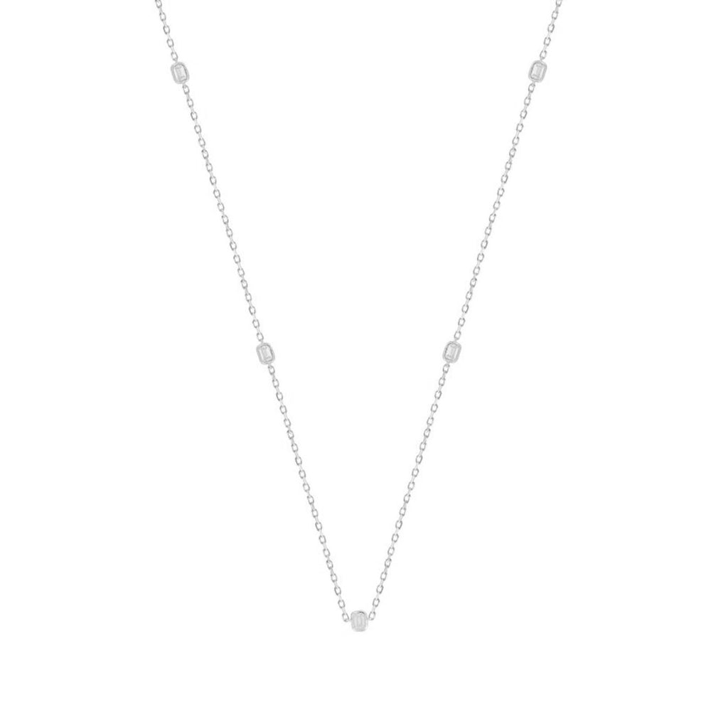 LADIES NECKLACE 3/4CT EMERALD DIAMOND 14K WHITE GOLD