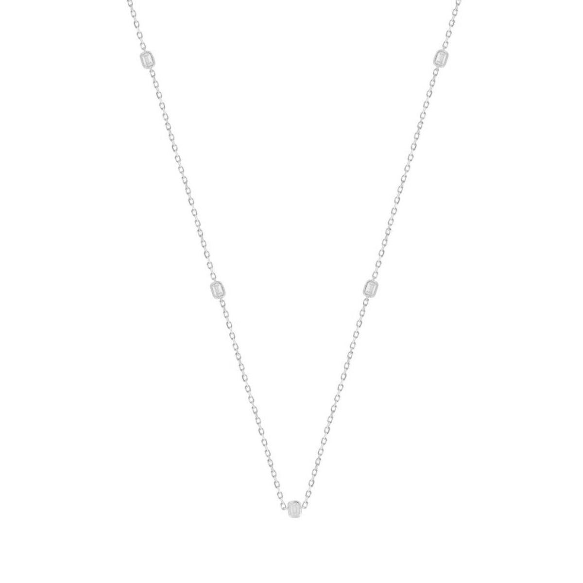 LADIES NECKLACE 3/4CT EMERALD DIAMOND 14K WHITE GOLD