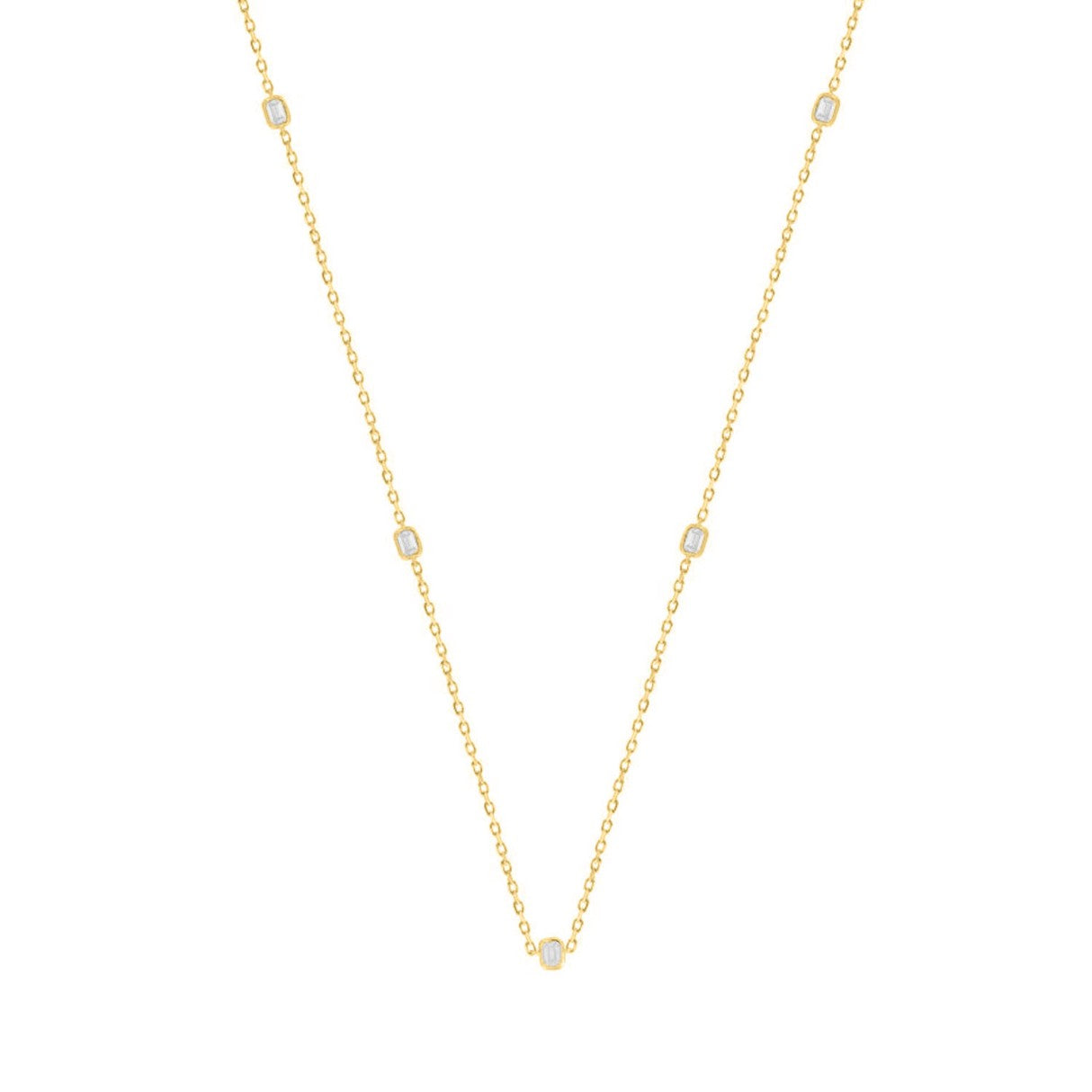 LADIES NECKLACE 3/4CT EMERALD DIAMOND 14K YELLOW GOLD