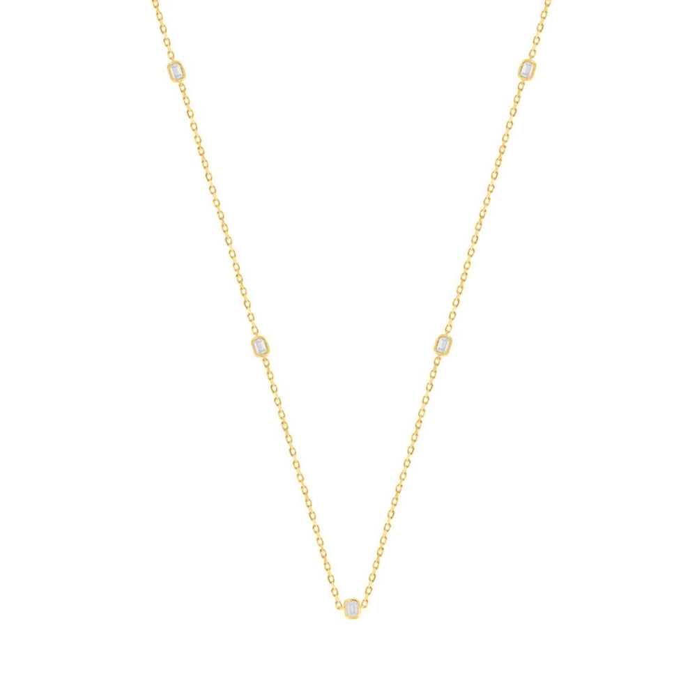 LADIES NECKLACE 3/4CT EMERALD DIAMOND 14K YELLOW GOLD