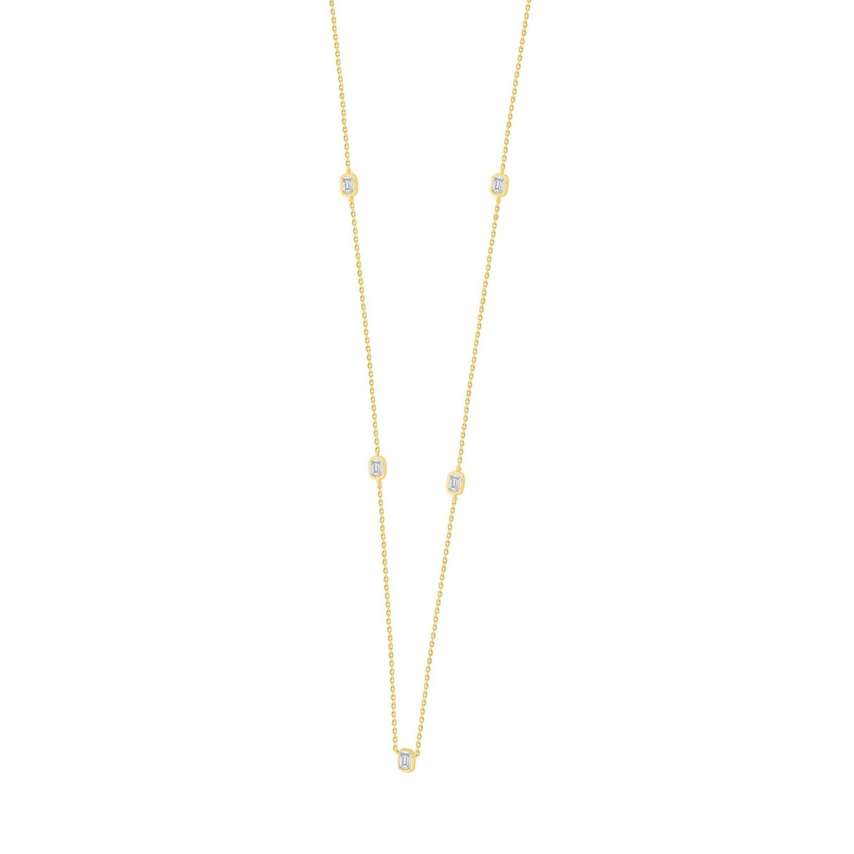 LADIES NECKLACE 3/4CT EMERALD DIAMOND 14K YELLOW GOLD