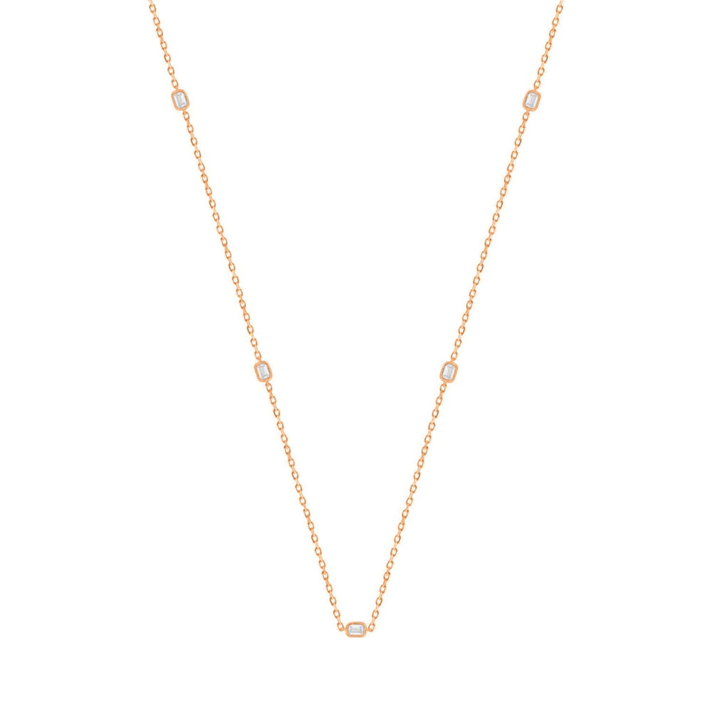 14K ROSE GOLD 3/4CT EMERALD DIAMOND LADIES NECKLACE