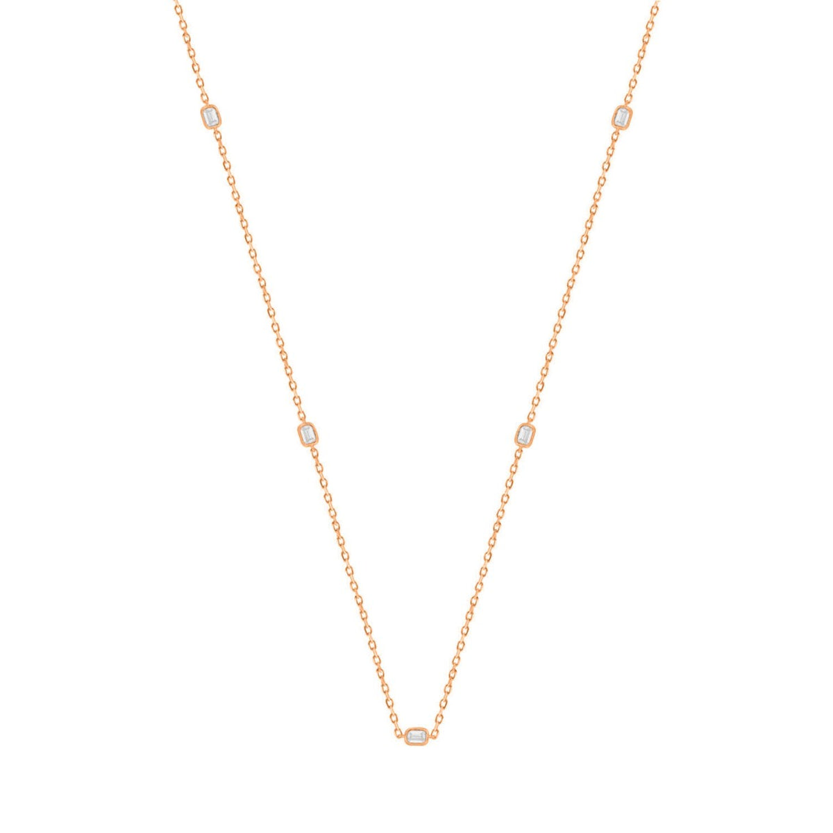 14K ROSE GOLD 3/4CT EMERALD DIAMOND LADIES NECKLACE