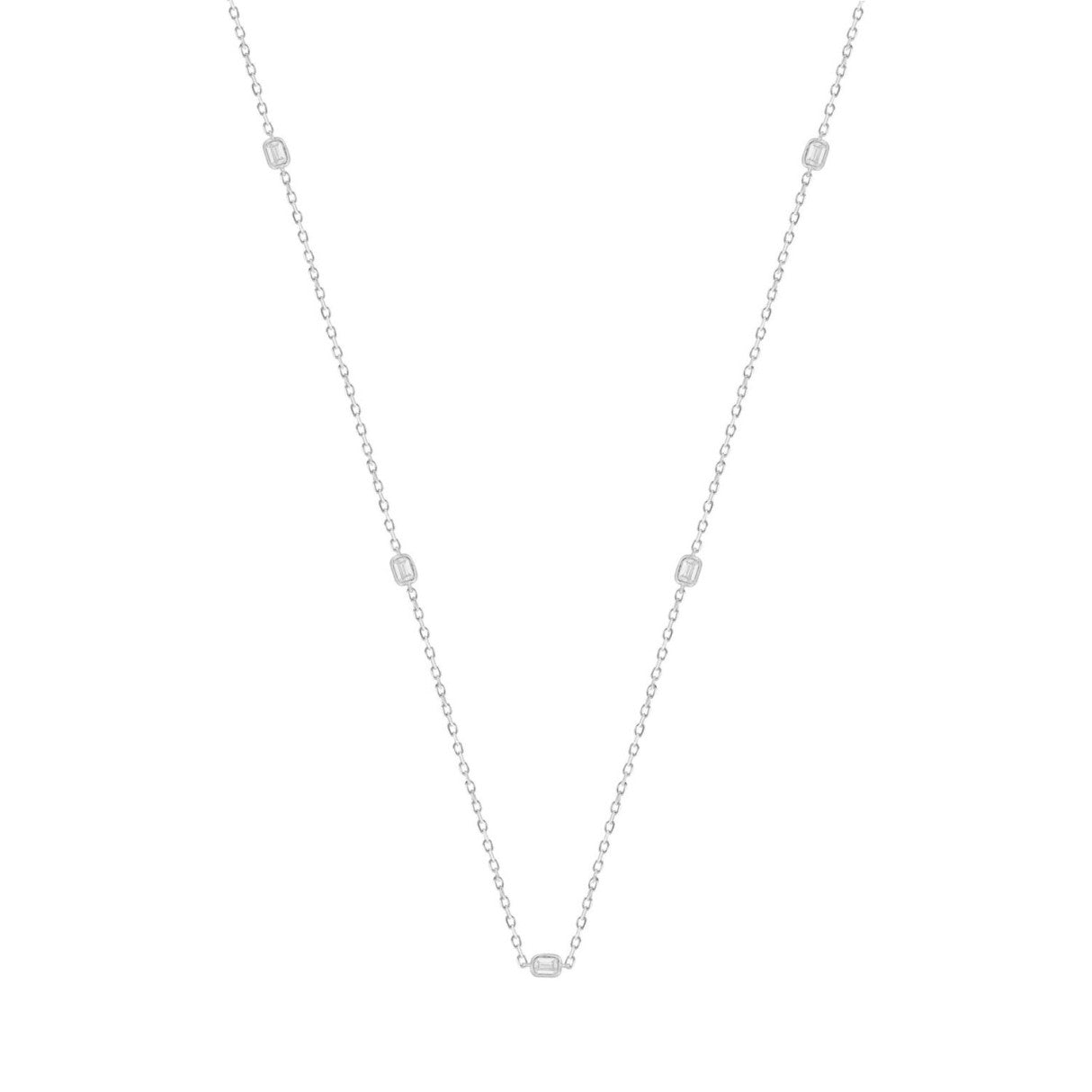 LADIES NECKLACE 3/4CT EMERALD DIAMOND 14K WHITE GOLD
