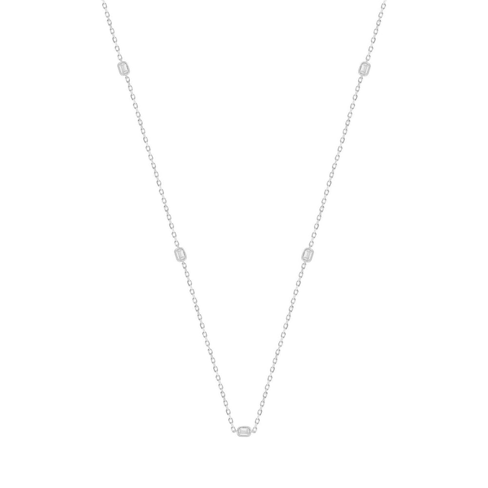 LADIES NECKLACE 3/4CT EMERALD DIAMOND 14K WHITE GOLD