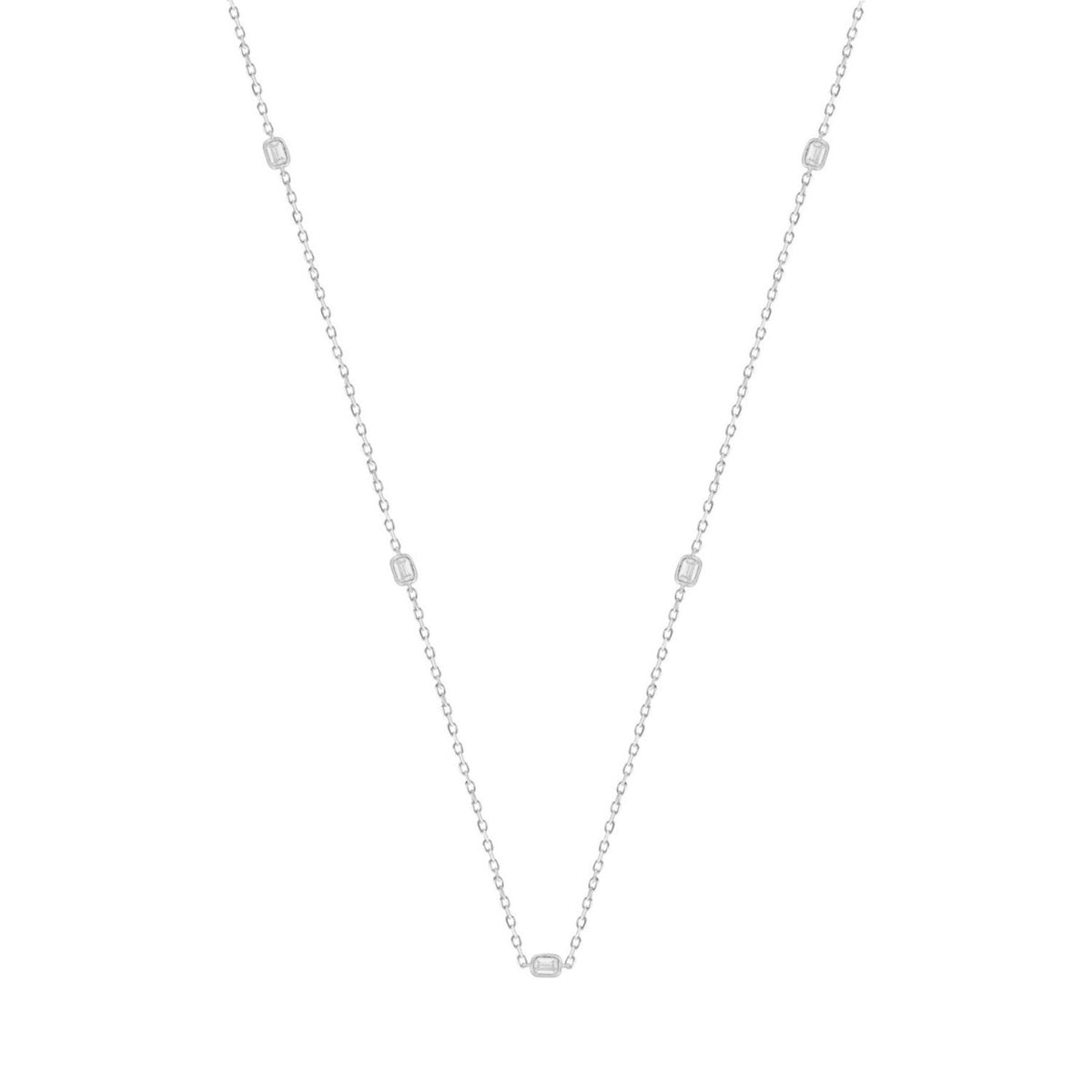 LADIES NECKLACE 3/4CT EMERALD DIAMOND 14K WHITE GOLD