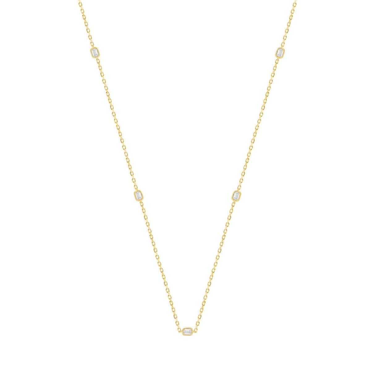 LADIES NECKLACE 3/4CT EMERALD DIAMOND 14K YELLOW GOLD