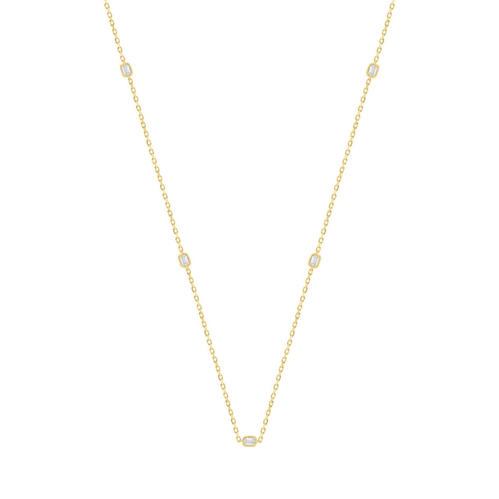 LADIES NECKLACE 3/4CT EMERALD DIAMOND 14K YELLOW GOLD