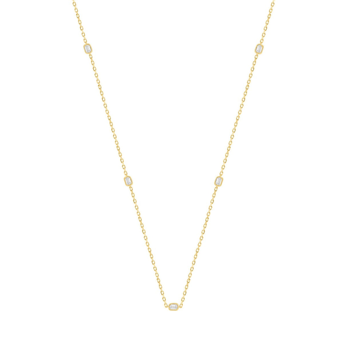 LADIES NECKLACE 3/4CT EMERALD DIAMOND 14K YELLOW GOLD