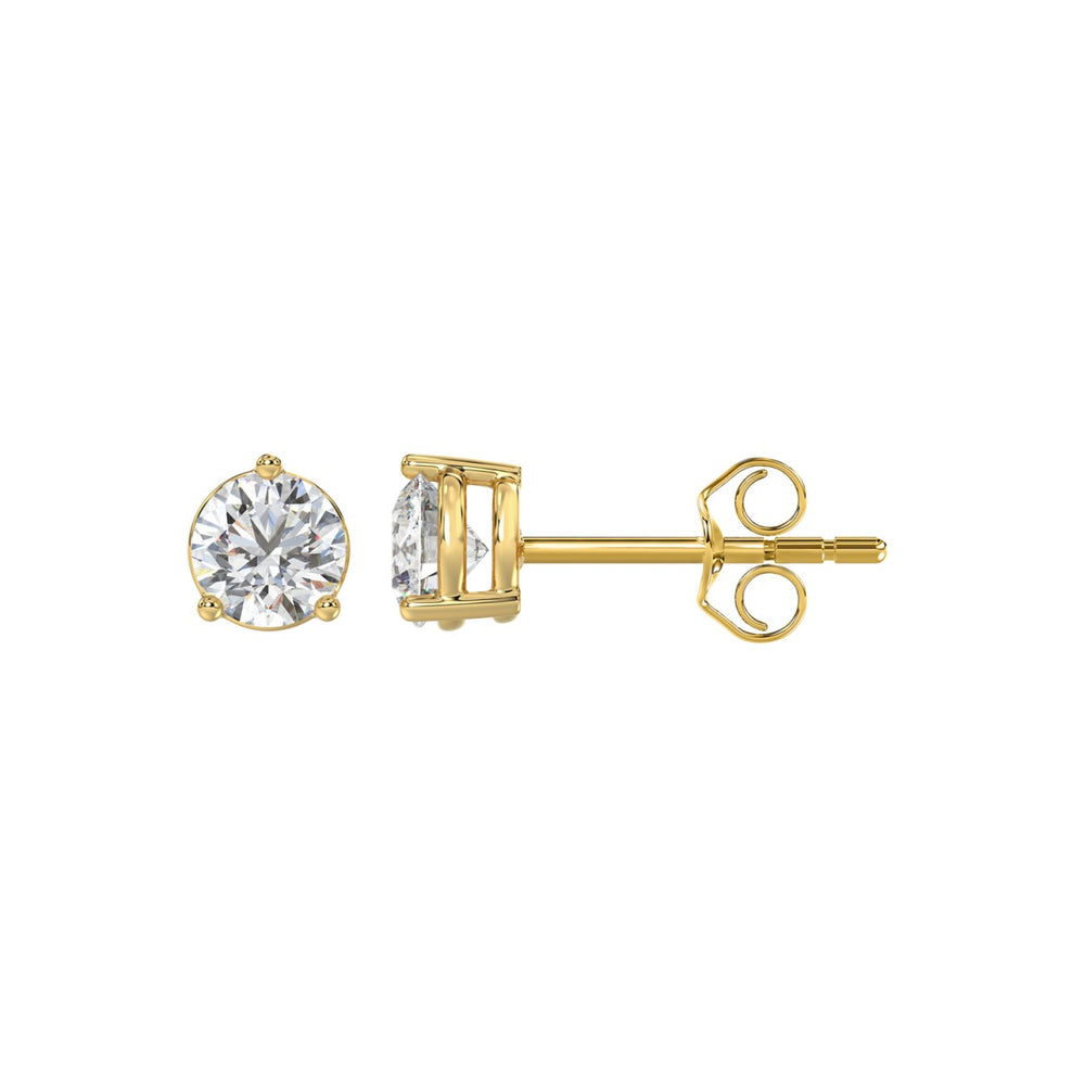 14K YELLOW GOLD 1CT ROUND DIAMOND LADIES SOLITAIRE EARRINGS 