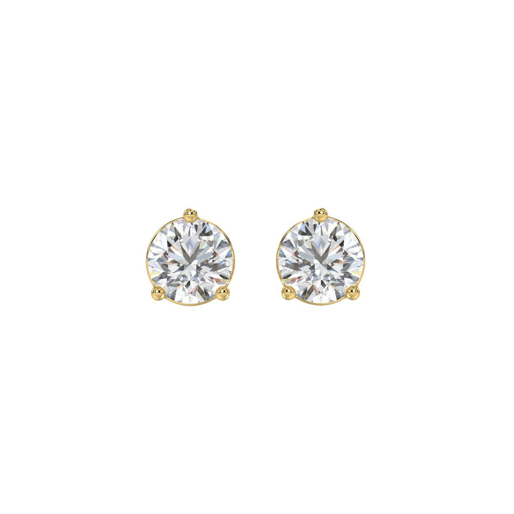 14K YELLOW GOLD 2CT ROUND DIAMOND LADIES SOLITAIRE EARRINGS 