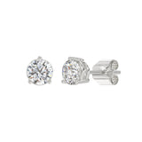 LADIES SOLITAIRE EARRINGS 2 1/2CT ROUND DIAMOND 14K WHITE GOLD 