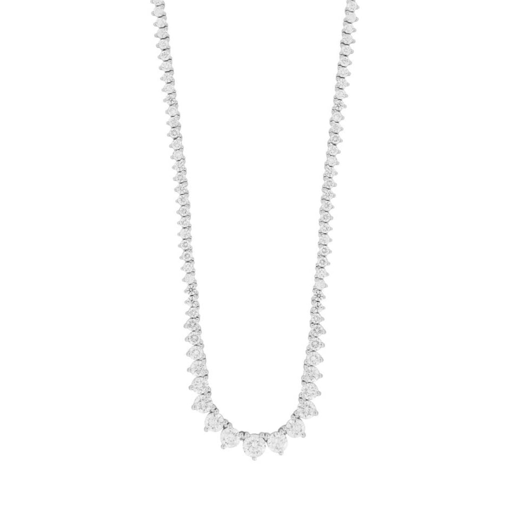 LADIES NECKLACE 7CT ROUND DIAMOND 14K WHITE GOLD