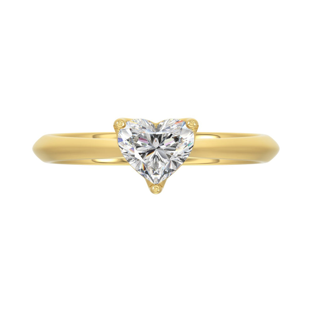 14K YELLOW GOLD 1CT HEART DIAMOND LADIES SOLITAIRE RING