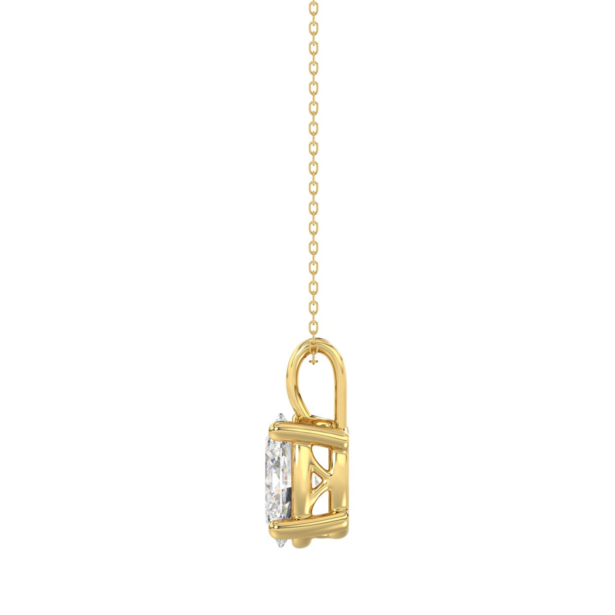 LADIES PENDANTS 1CT OVAL DIAMOND 14K YELLOW GOLD