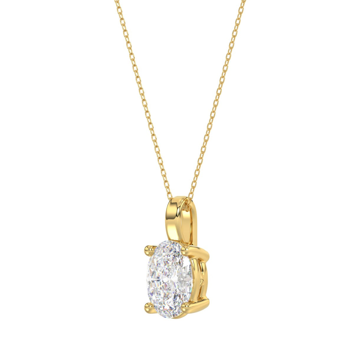 LADIES PENDANTS 1CT OVAL DIAMOND 14K YELLOW GOLD