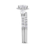 LADIES BRIDAL SET 2CT ROUND/PRINCESS/PEAR DIAMOND 14K WHITE GOLD (CENTER STONE PRINCESS DIAMOND 1CT )