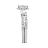 LADIES BRIDAL SET 2CT ROUND/PRINCESS/PEAR DIAMOND 14K WHITE GOLD (CENTER STONE PRINCESS DIAMOND 1CT )