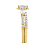 LADIES BRIDAL SET 2CT ROUND/PRINCESS/PEAR  DIAMOND 14K YELLOW GOLD (CENTER STONE PRINCESS DIAMOND 1CT )
