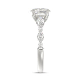 14K White Gold Oval Diamond Ring 1 1/2Ct With Round & Marquise Side Diamonds 1.00Ct Center Stone Oval Diamond For Women Fine Jewelry Gift For Her (Color F-G Clarity Vs1/Vs2)