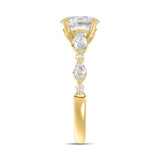 LADIES RING 1 1/2CT ROUND/OVAL/MARQUISE DIAMOND 14K YELLOW GOLD (CENTER STONE OVAL DIAMOND 1CT)