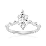 14K WHITE GOLD 1 1/4CT ROUND/MARQUISE DIAMOND LADIES RING (CENTER STONE MARQUISE DIAMOND 1CT)