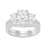 LADIES BRIDAL SET 2 3/8CT ROUND/OVAL DIAMOND 14K WHITE GOLD (CENTER STONE OVAL DIAMOND 1CT )