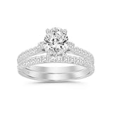 14K WHITE GOLD 1 1/2CT ROUND/OVAL DIAMOND LADIES BRIDAL SET (CENTER STONE OVAL DIAMOND 1CT)